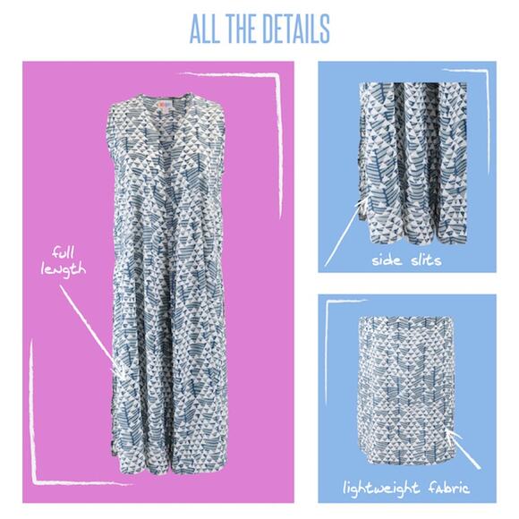 LuLaRoe Joy Vest Large Lace Off-White Stretch Longline Layering Duster Boho - Picture 6 of 9